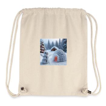 Winterlandschaft mit Schneemann und Iglu - Stanley/Stella recycelter Gym Bag - Naturweiß - Vorne