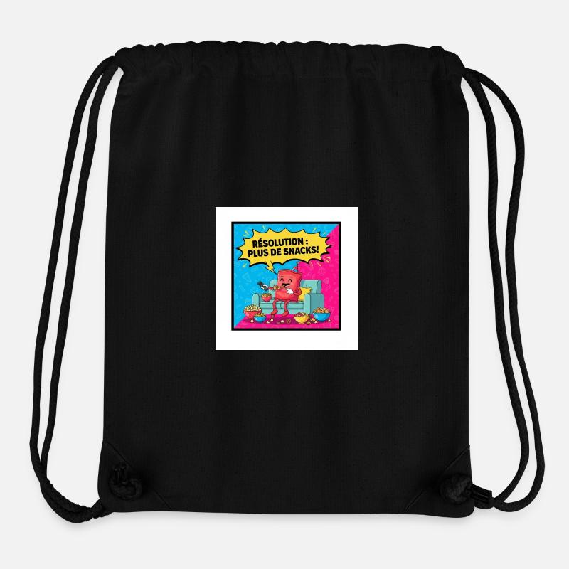 Fête de Snacks Dessin Popcorn - Sac à cordon recyclé Stanley/Stella - noir