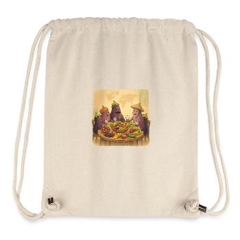 Aubergine-Gesellschaft am Festtisch - Stanley/Stella recycelter Gym Bag - Naturweiß - Vorne