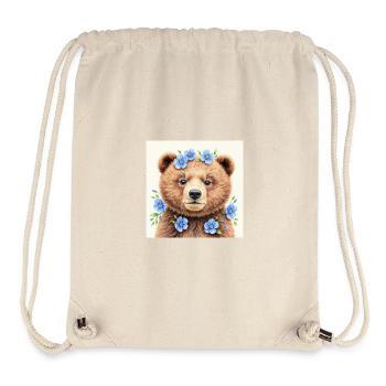 Blue Flower Bear Templates - Stanley/Stella Recycled Gym Bag - natural - Front
