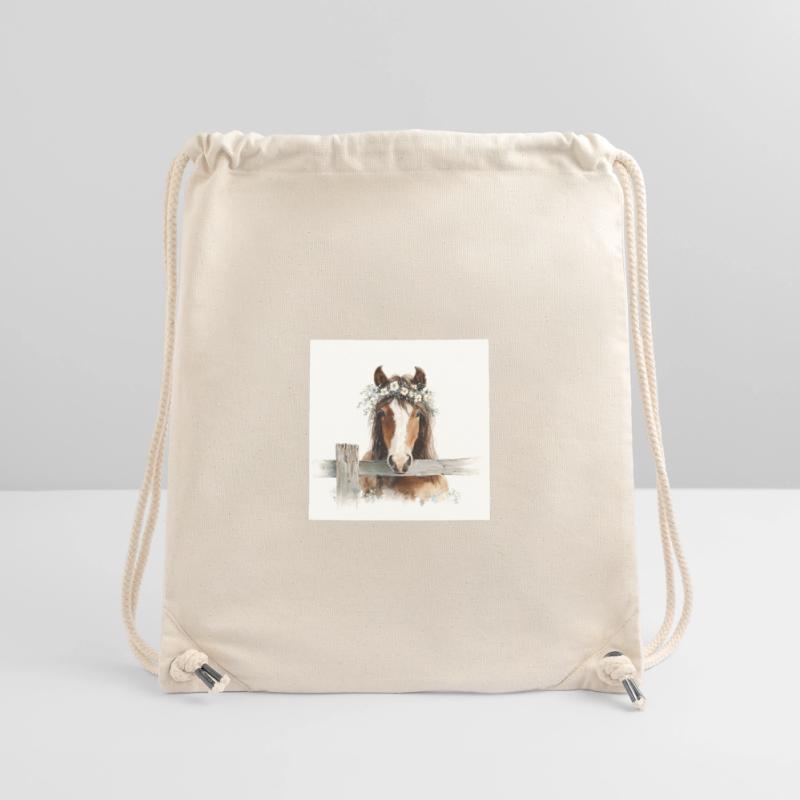 Aquarellpferd mit Blumenkrone Stanley/Stella recycelter Gym Bag