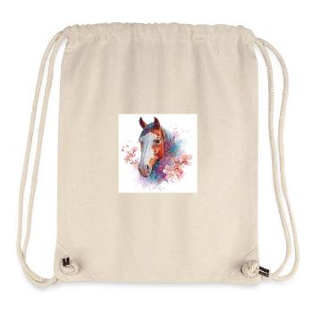 Watercolor Horse with Cherry Blossoms - Stanley/Stella Recycled Gym Bag - natural - Front