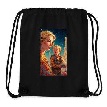 Mother with Child - Retro 50s - Illustration - Stanley/Stella Recycled Gym Bag - black - Front