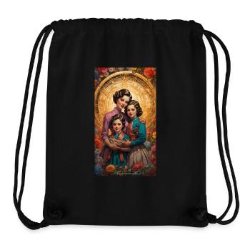 Mutter mit 2 Kindern - Retro 50er Jahre - Stanley/Stella recycelter Gym Bag - Schwarz - Vorne