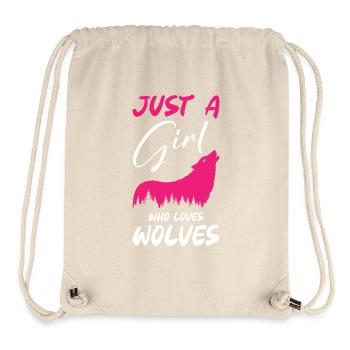 Juste une fille qui aime les loups - Sac à cordon recyclé Stanley/Stella - blanc naturel - Devant