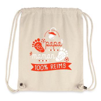 Naissance bébé supporter club Reims football - Sac à cordon recyclé Stanley/Stella - blanc naturel - Devant