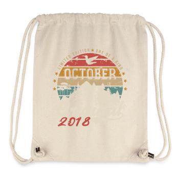 Cadeau Anniversaire - Millésime Né(e) Octobre 2018 - Sac à cordon recyclé Stanley/Stella - blanc naturel - Devant