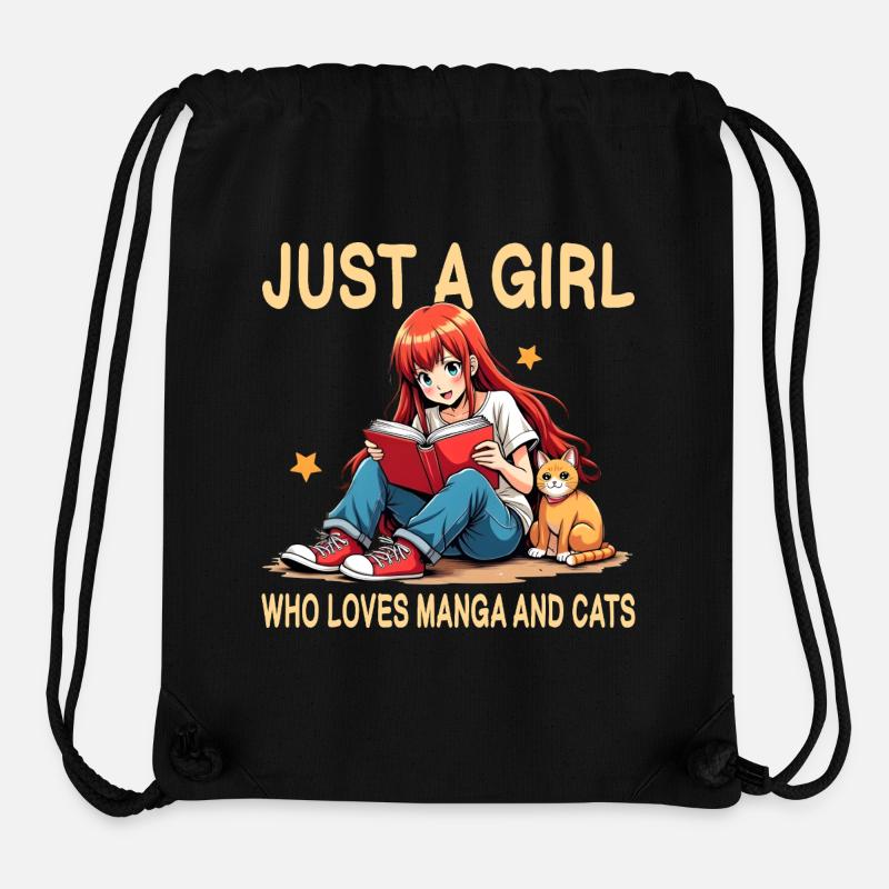 nur ein Mädchen das Manga und Katzen liebt - Stanley/Stella recycelter Gym Bag - Schwarz