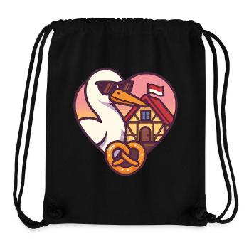 Alsace Cœur Cigogne & Bretzel – Fierté Alsacienne  - Sac à cordon recyclé Stanley/Stella - noir - Devant