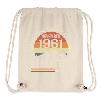 Novembre 1961 Anniversaire Rétro Unique - Sac à cordon recyclé Stanley/Stella - blanc naturel - Devant