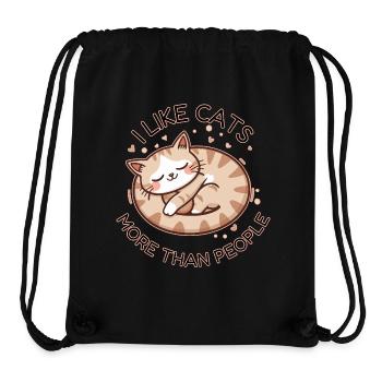 Amoureux des chats : plus que les humains - Sac à cordon recyclé Stanley/Stella - noir - Devant