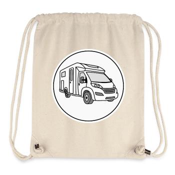 Wohnmobil (teilintegriert) in rundem weißen Logo - Stanley/Stella recycelter Gym Bag - Naturweiß - Vorne