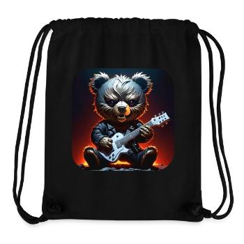 Ours en peluche Heavy Metal avec guitare électrique - Sac à cordon recyclé Stanley/Stella - noir - Devant