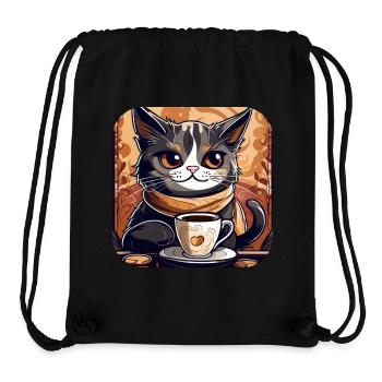 Niedliche Kaffee Katze - Stanley/Stella recycelter Gym Bag - Schwarz - Vorne