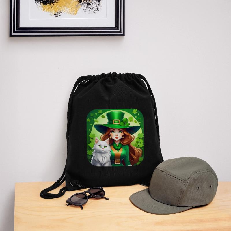Leprechaun de la Saint-Patrick avec chat Sac à cordon recyclé Stanley/Stella