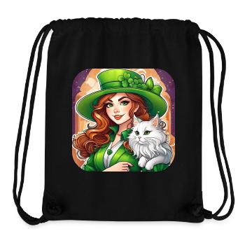 Saint Patrick's Day leprechaun with cat - Stanley/Stella Recycled Gym Bag - black - Front