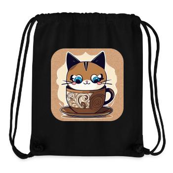 Niedliche Kaffee Katze - Stanley/Stella recycelter Gym Bag - Schwarz - Vorne