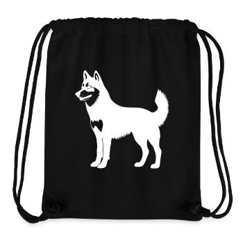 Motif Husky Silhouette Chien Chien Blanc - Sac à cordon recyclé Stanley/Stella - noir - Devant