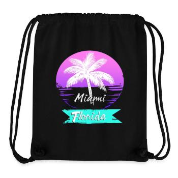 miami florida sunset neon beach palmen - Stanley/Stella recycelter Gym Bag - Schwarz - Vorne