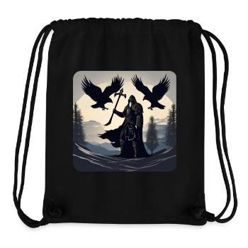 Viking Odin avec les corbeaux Hugin et Munin - Sac à cordon recyclé Stanley/Stella - noir - Devant