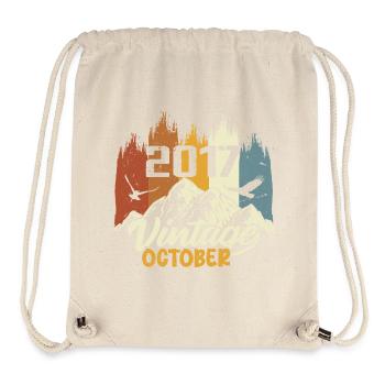 Né Octobre 2017 - Anniversaire Octobre 2017 - Sac à cordon recyclé Stanley/Stella - blanc naturel - Devant