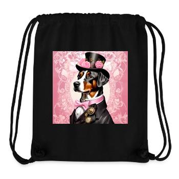 Chien de conception d’art steampunk avec chapeau - Sac à cordon recyclé Stanley/Stella - noir - Devant