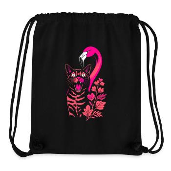 Tropische Katze & Flamingo - Sommer 2025 - Stanley/Stella recycelter Gym Bag - Schwarz - Vorne