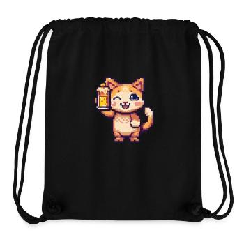 Katze Bier Pixel - Stanley/Stella recycelter Gym Bag - Schwarz - Vorne