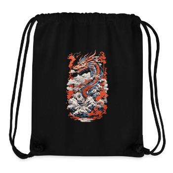 Japanischer Ästhetik Drache Ukiyo-E Wave Design - Stanley/Stella recycelter Gym Bag - Schwarz - Vorne