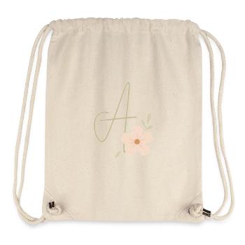 Monogramme A Floral - Sac à cordon recyclé Stanley/Stella - blanc naturel - Devant
