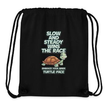 Lent et régulier gagne la course, adopte le rythme de la tortue - Sac à cordon recyclé Stanley/Stella - noir - Devant