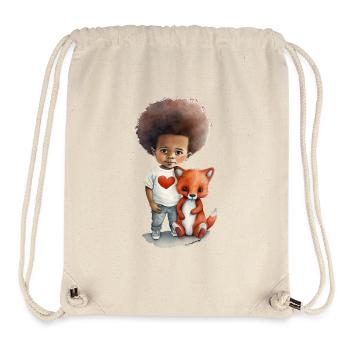 Kinder mit Wolf und Herz Motiv - Stanley/Stella recycelter Gym Bag - Naturweiß - Vorne