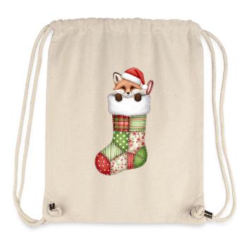 Süßer Cartoon-Fuchs in Weihnachtssocke - Stanley/Stella recycelter Gym Bag - Naturweiß - Vorne