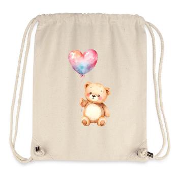 Aquarell Teddy mit Herz Ballon - Stanley/Stella recycelter Gym Bag - Naturweiß - Vorne
