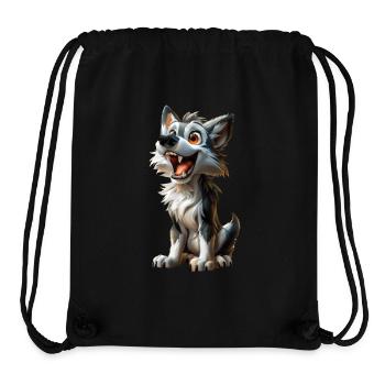 Toons #lovely loup gris - Sac à cordon recyclé Stanley/Stella - noir - Devant