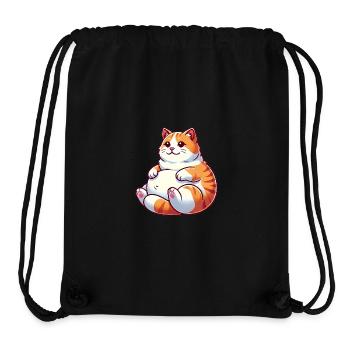 Chubby Tabby Cat Relaxing Illustration - Stanley/Stella Recycled Gym Bag - black - Front
