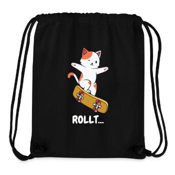 Skate Katze Rollt auf dem Skateboard - Stanley/Stella recycelter Gym Bag - Schwarz - Vorne