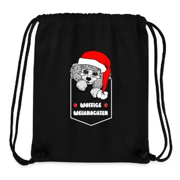 weihnachtliches Pudelmotiv - Taschenhocker Pudel - Stanley/Stella recycelter Gym Bag - Schwarz - Vorne