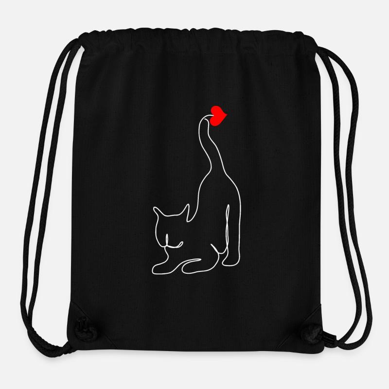 Chat cœur - idée cadeau amoureux du chat - Sac à cordon recyclé Stanley/Stella - noir