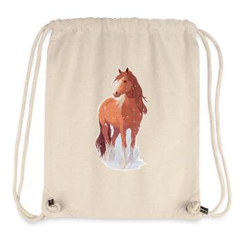 Cheval avec des flocons de neige - Sac à cordon recyclé Stanley/Stella - blanc naturel - Devant