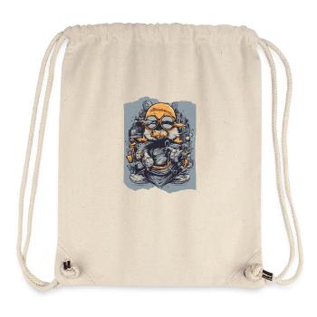 Skywise Moustaches Aviateur Animal Orange Gris Mignon - Sac à cordon recyclé Stanley/Stella - blanc naturel - Devant