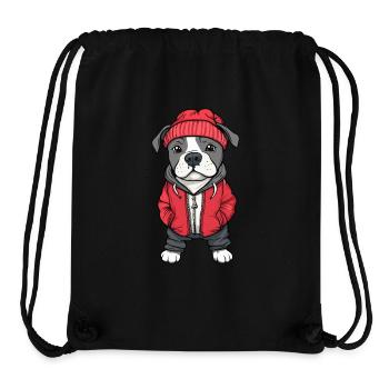 Pit Terrier Chien Dessin animé - Sac à cordon recyclé Stanley/Stella - noir - Devant
