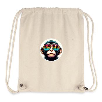 Affe Brille Palmen bunt - Stanley/Stella recycelter Gym Bag - Naturweiß - Vorne
