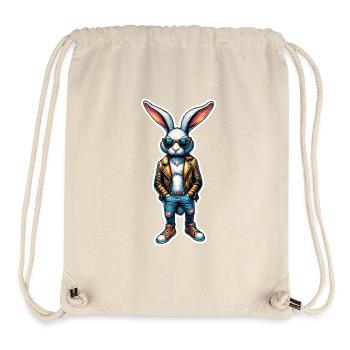 Lapin de Pâques cool avec lunettes de soleil - Sac à cordon recyclé Stanley/Stella - blanc naturel - Devant