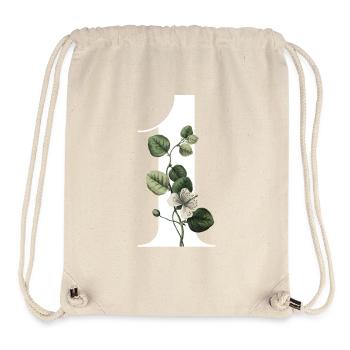Numéro 1 floral vert -1e anniversaire floral - Sac à cordon recyclé Stanley/Stella - blanc naturel - Devant