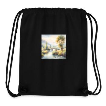 Aquarellmalerei Landschaft mit Fluss - Stanley/Stella recycelter Gym Bag - Schwarz - Vorne