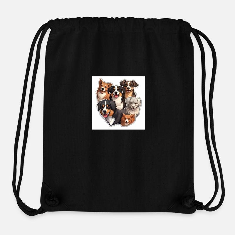 6 adorables chiens - Sac à cordon recyclé Stanley/Stella - noir