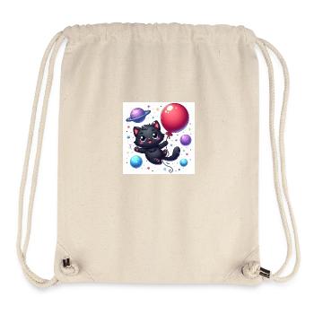 Space Kitty mit rotem Ballon im Weltall - Stanley/Stella recycelter Gym Bag - Naturweiß - Vorne