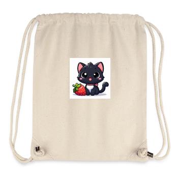 Sweet Kitty Schwarz mit Erdbeere und Halsband - Stanley/Stella recycelter Gym Bag - Naturweiß - Vorne