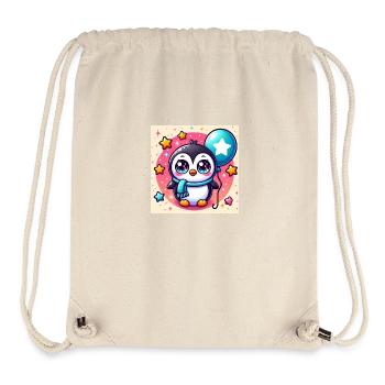 Süsser Pinguin mit Schal, Ballon und Sternen - Stanley/Stella recycelter Gym Bag - Naturweiß - Vorne